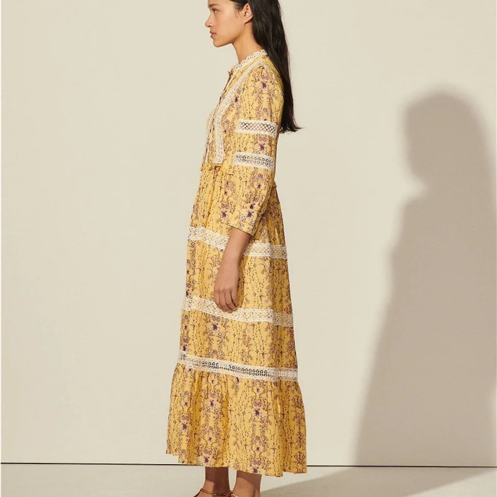 Sandro floral maxi dress with lace trim - Picture 4 of 12